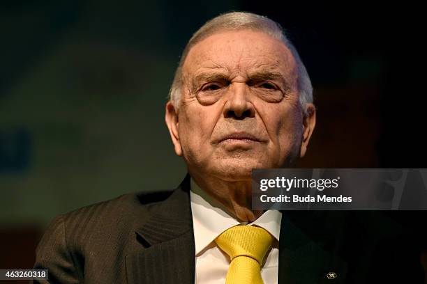 Jose Maria Marin, president of the Brazilian football confederation attends a press conference to announce the proposed host cities for football...