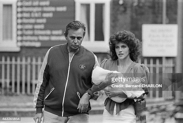 French actor Roger Hanin and actress Clio Goldsmith during the set of the film 'L'étincelle' directed by Michel Lang in France in September 1983.