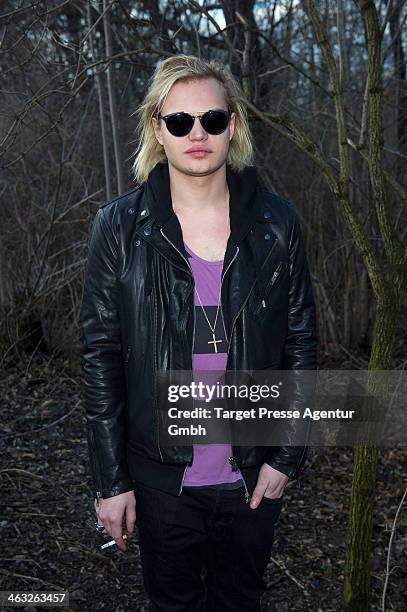 Wilson Gonzalez Ochsenknecht arrives at the Marina Hoermanseder show during Mercedes-Benz Fashion Week Autumn/Winter 2014/15 at Brandenburg Gate on...