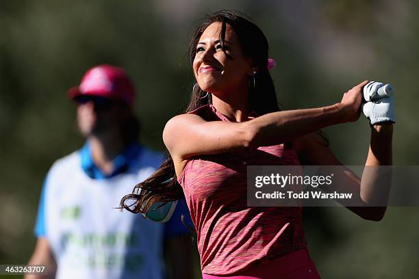 Holly Sonders tees off at the eleventh hole of La Quinta Country Club Course during the first round of the Humana Challenge in partnership with the...
