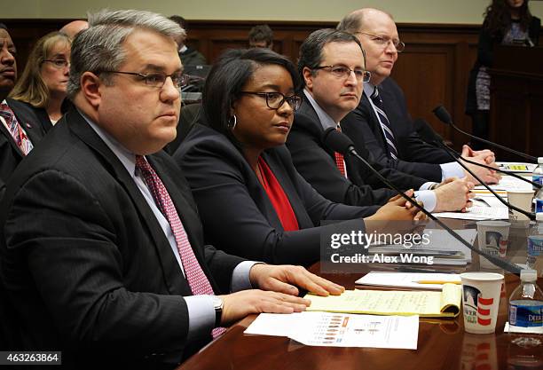 Members of the U.S. Secret Service Protective Mission Panel Mark Filip, Danielle Gray, Thomas J. Perrelli and Joseph Hagin testify during a hearing...