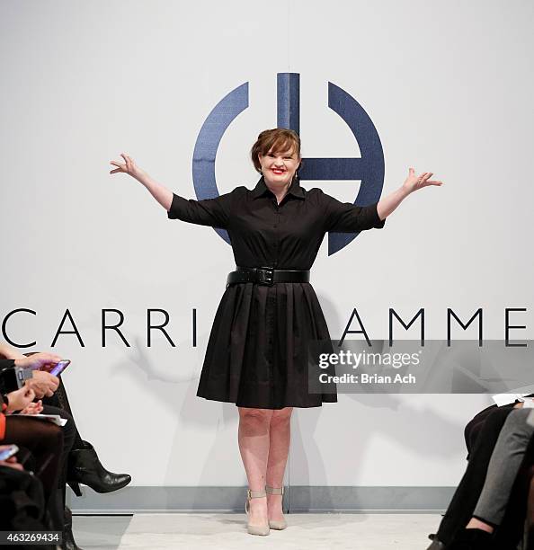 Actress Jamie Brewer walks the runway during the Role Models Not Runway Models - Carrie Hammer Runway - Mercedes-Benz Fashion Week Fall 2015 at...