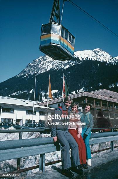 British ice dancers Jayne Torvill and Christopher Dean with their coach Betty Callaway in Oberstdorf, Germany, during their preparation for the World...