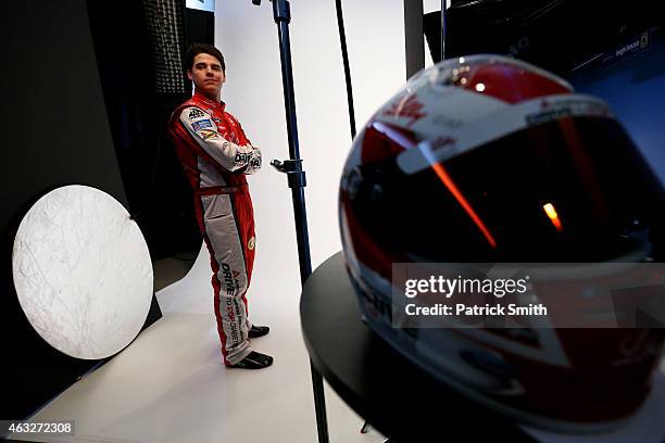 Series driver Ryan Reed poses for photographers during the 2015 NASCAR Media Day at Daytona International Speedway on February 12, 2015 in Daytona...