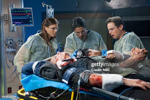 Recovery" Episode 201 -- Pictured: Jeananne Goossen as Krista Bell-Hart, Adam Rodriguez as Dr. Joey Chavez, Scott Wolf as Dr. Scott Clemmons --