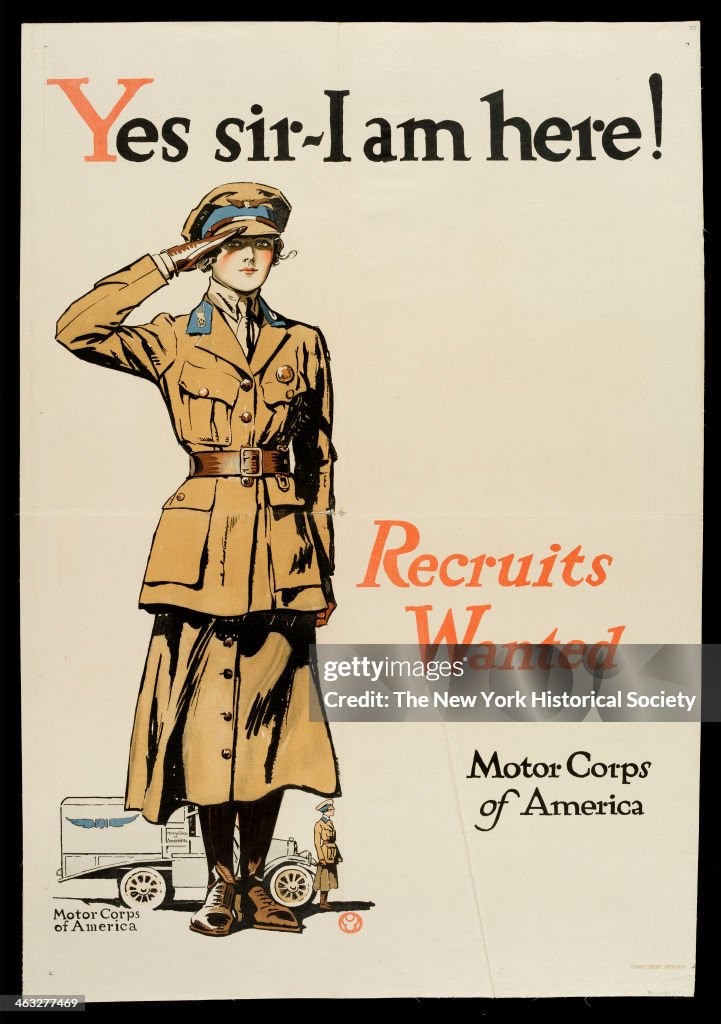Yes Sir, I Am Here! Recruits Wanted, Motor Corps Of America Poster
