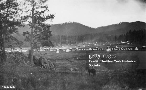 View of Custer's camp on French Creek, two and a half miles below the present site of Custer City, South Dakota, during Custer's Expedition into the...