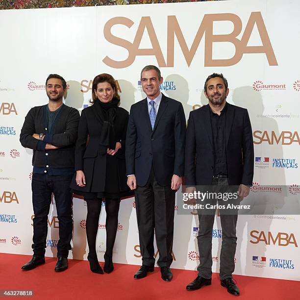Olivier Nakache, Gaumont Film Company President Sidonie Dumas, French ambassador to Spain Jerome Bonnafont and Eric Toledano attend the "Samba"...