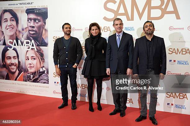 Olivier Nakache, Gaumont Film Company President Sidonie Dumas, French ambassador to Spain Jerome Bonnafont and Eric Toledano attend the "Samba"...