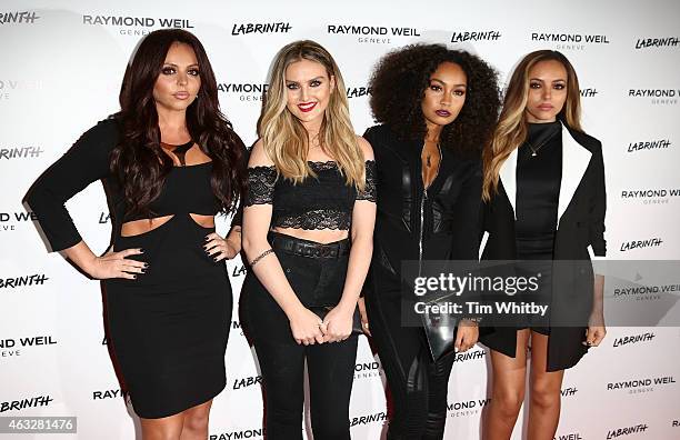Jessie Nelson, Perrie Edwards, Leigh-Ann Pinnock and Jade Thirlwall of Little Mix attend as Labrinth hosts Raymond Weil Pre-BRIT Awards dinner at The...