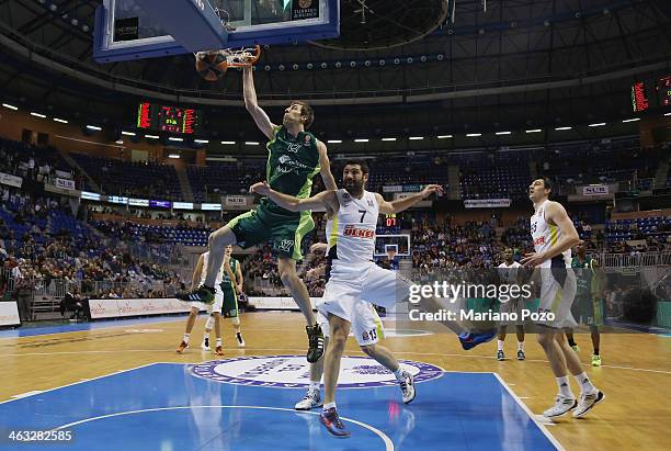 Fran Vazquez, #17 of Unicaja Malaga in action during the 2013-2014 Turkish Airlines Euroleague Top 16 Date 3 game between Unicaja Malaga v Fenerbahce...