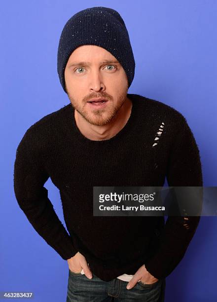 Actor Aaron Paul poses for a portrait during the 2014 Sundance Film Festival at the Getty Images Portrait Studio at the Village At The Lift Presented...