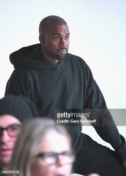 Kanye West attends the adidas show during Mercedes-Benz Fashion Week Fall 2015 at Skylight Clarkson SQ. On February 12, 2015 in New York City.