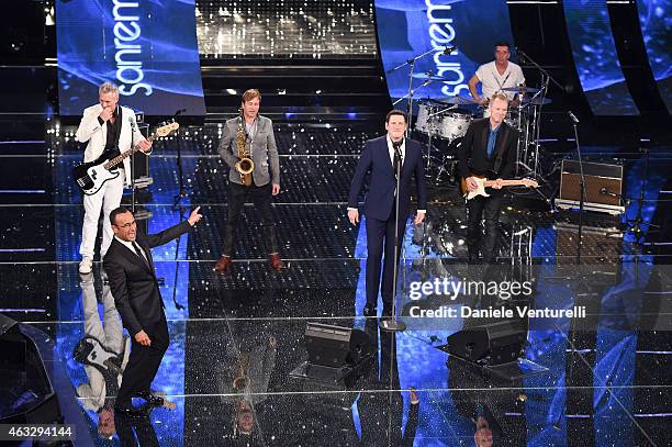 Spandau Ballet and Carlo Conti attend the thirth night of 65th Festival di Sanremo 2015 at Teatro Ariston on February 12, 2015 in Sanremo, Italy.