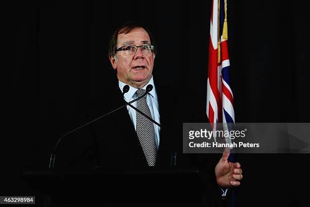New Zealand Foreign Minister Murray McCully speaks to the media during a press conference following a meeting with Iraq Foreign Minister Dr Ibrahim...