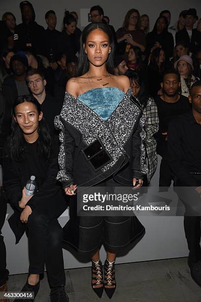 Rihanna attends the adidas Originals x Kanye West YEEZY SEASON 1 fashion show during New York Fashion Week Fall 2015 at Skylight Clarkson Sq on...