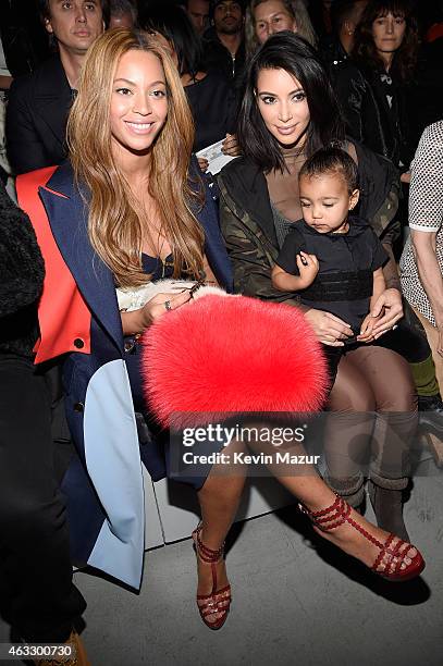 Beyonce, Kim Kardashian, and daughter North attend the adidas Originals x Kanye West YEEZY SEASON 1 fashion show during New York Fashion Week Fall...