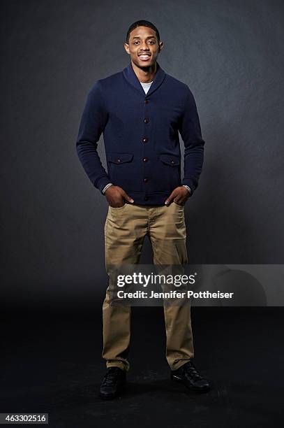 Brandon Knight of the Detroit Pistons poses for portraits during the NBAE Circuit as part of 2015 All-Star Weekend at the Sheraton Times Square Hotel...