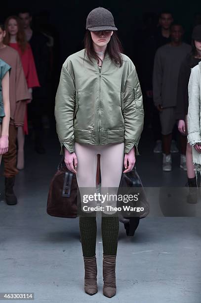 Models walk the runway at the adidas Originals x Kanye West YEEZY SEASON 1 fashion show during New York Fashion Week Fall 2015 at Skylight Clarkson...