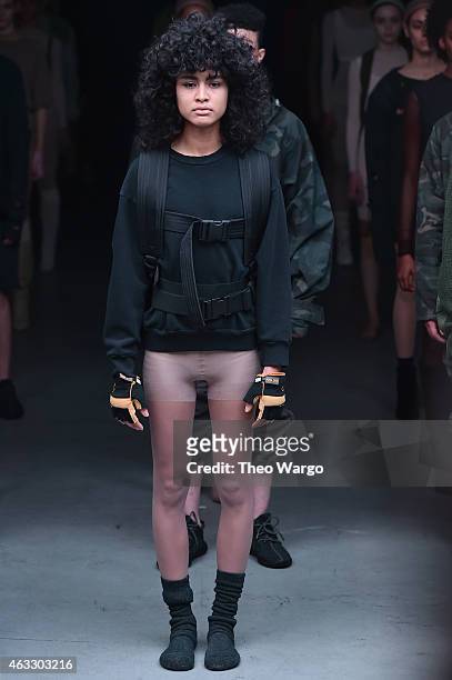 Models walk the runway at the adidas Originals x Kanye West YEEZY SEASON 1 fashion show during New York Fashion Week Fall 2015 at Skylight Clarkson...