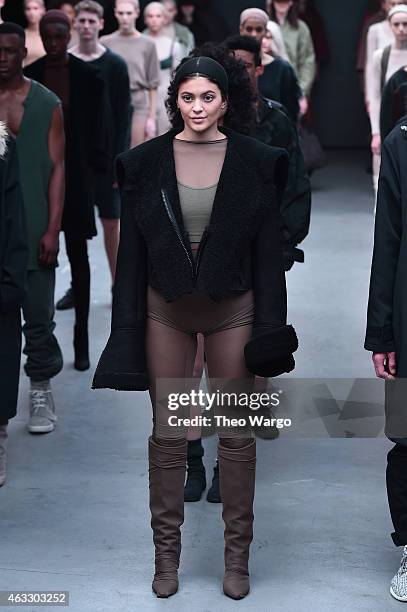 Models walk the runway at the adidas Originals x Kanye West YEEZY SEASON 1 fashion show during New York Fashion Week Fall 2015 at Skylight Clarkson...