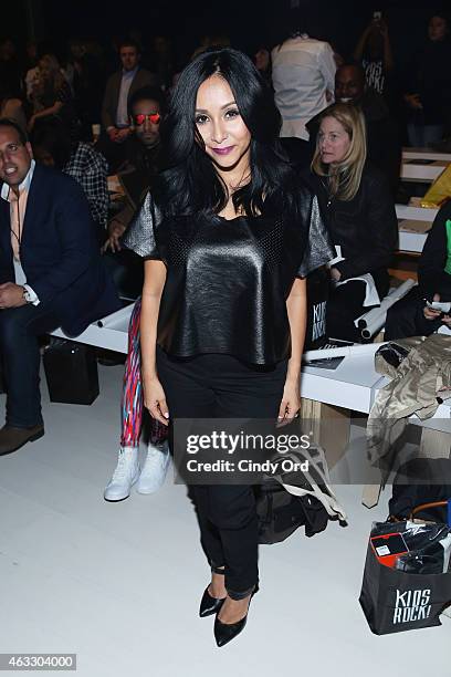 Nicole 'Snooki' Polizzi attends the Nike Levi's Kids fashion show during Mercedes-Benz Fashion Week Fall 2015 at The Salon at Lincoln Center on...