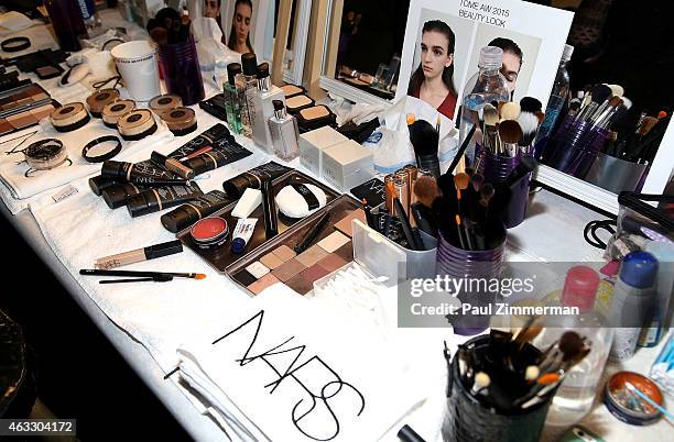 General atmosphere backstage at the Tome show during Mercedes-Benz Fashion Week Fall 2015 at The Pavilion at Lincoln Center on February 12, 2015 in...