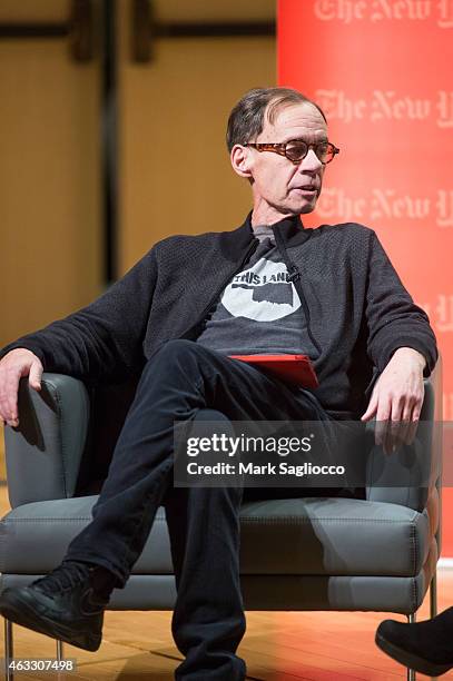 New York Times Columnist David Carr attends the TimesTalks at The New School on February 12, 2015 in New York City.