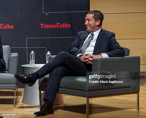 Journalist Glenn Greenwald attends the TimesTalks at The New School on February 12, 2015 in New York City.