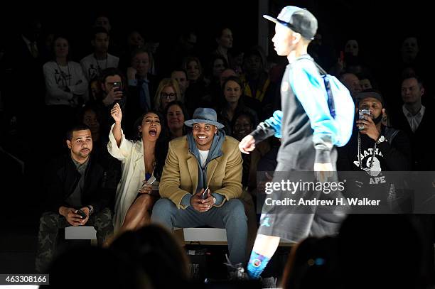 Lala Anthony, Carmelo Anthony, Victor Cruz and CC Sabathia attend Kids Rock! during Mercedes-Benz Fashion Week Fall 2015 at Lincoln Center for the...