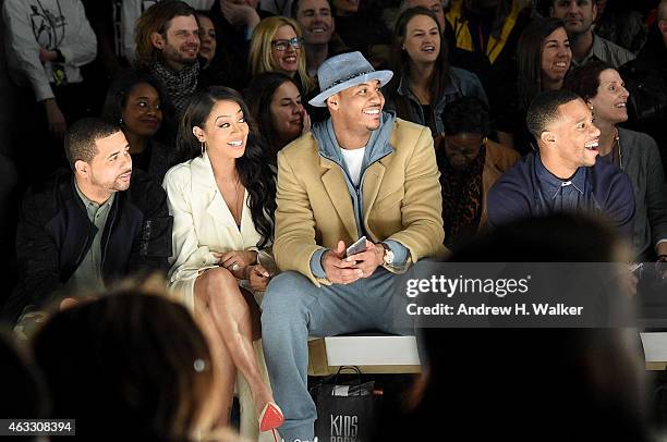 Lala Anthony, Carmelo Anthony and Victor Cruz attend Kids Rock! during Mercedes-Benz Fashion Week Fall 2015 at Lincoln Center for the Performing Arts...