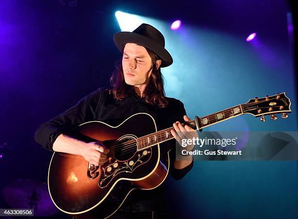 Singer James Bay performs on stage at KOKO on February 12, 2015 in London, United Kingdom.