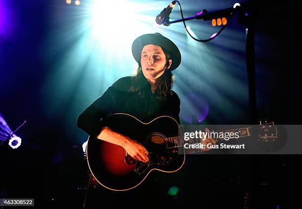 Singer James Bay performs on stage at KOKO on February 12, 2015 in London, United Kingdom.