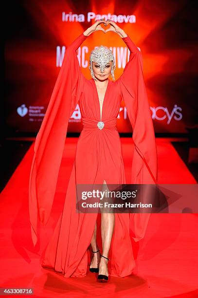 Irina Pantaeva walks the runway at the Go Red For Women Red Dress Collection 2015 presented by Macy's fashion show during Mercedes-Benz Fashion Week...