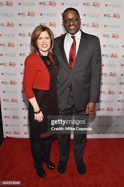 Nancy Brown of the American Heart Association and Gary Gibbons attend the Go Red For Women Red Dress Collection 2015 presented by Macy's fashion show...