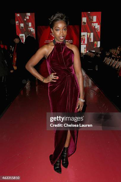 Estelle attends the Go Red For Women Red Dress Collection 2015 presented by Macy's fashion show during Mercedes-Benz Fashion Week Fall 2015 at The...