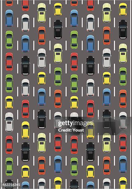 ilustraciones, imágenes clip art, dibujos animados e iconos de stock de car tráfico - driving on busy highway