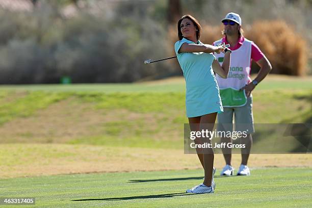 Holly Sonders plays the eighth hole on the Jack Nicklaus Private Course at PGA West during the second round of the Humana Challenge in partnership...