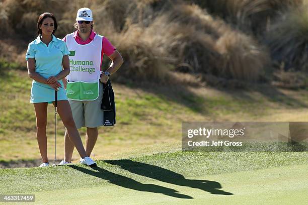 Holly Sonders plays the seventh hole of the Jack Nicklaus Private Course at PGA West during the second round of the Humana Challenge in partnership...