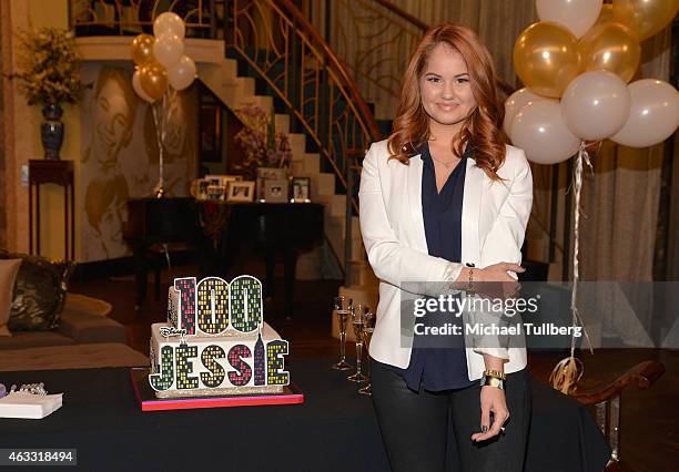 Actress Debby Ryan celebrates the 100th episode of Disney Channel's "Jessie" at Hollywood Center Studios on February 12, 2015 in Los Angeles,...