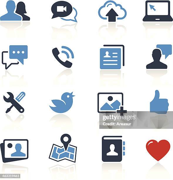 social media icons two color | pro series - video voip stock illustrations