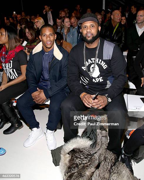 Victor Cruz and CC Sabathia front row at Nike/Levi's Kids Rock! during Mercedes-Benz Fashion Week Fall 2015 at The Salon at Lincoln Center on...