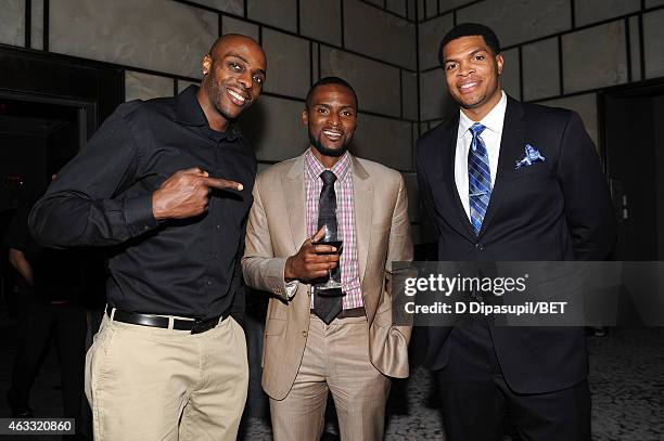 Professional basketball players Anthony Tolliver, Keyon Dooling, and Tamar Slay attend the H.I.S. Official Launch Party at the Park Hyatt New York on...