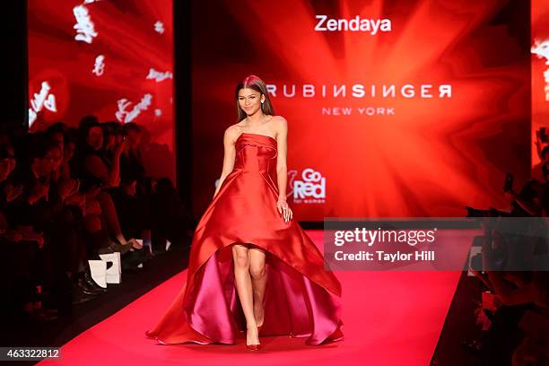 Zendaya walks the runway during the Go Red For Women fall 2015 fashion show on February 12, 2015 in New York City.