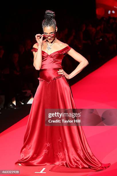 Chef Carla Hall walks the runway during the Go Red For Women fall 2015 fashion show on February 12, 2015 in New York City.