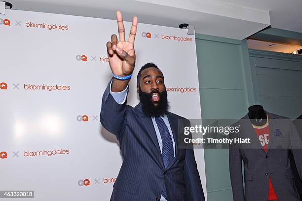 Star James Harden makes an appearance at Bloomingdale's on 59th Street on February 12, 2015 in New York City.