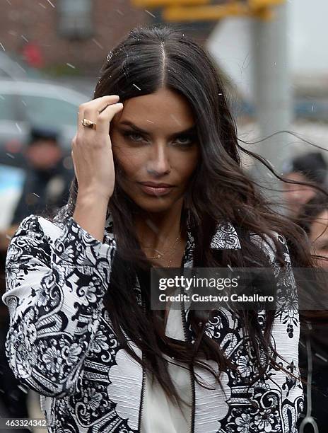 Adriana Lima is seen around Lincoln Center - Day 1 - Mercedes-Benz Fashion Week Fall 2015 at Lincoln Center for the Performing Arts on February 12,...