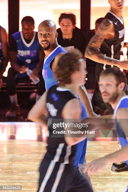 Musician/Rapper Common takes part in the Nike Zoom City Classic basketball tournament featuring their LED court at Nike Zoom Arena on February 12,...