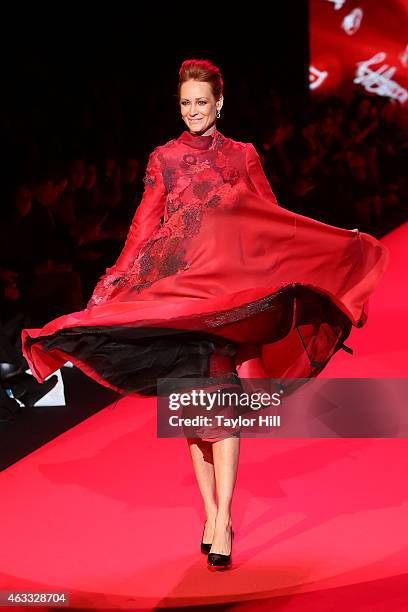 Actress Valerie Jean Garduno walks the runway during the Go Red For Women fall 2015 fashion show on February 12, 2015 in New York City.
