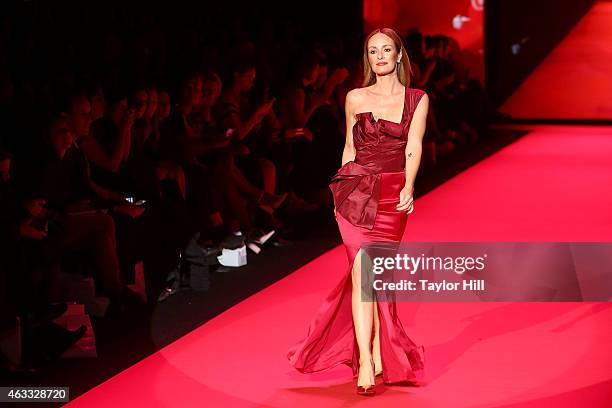 Personality Catt Sadler walks the runway during the Go Red For Women fall 2015 fashion show on February 12, 2015 in New York City.